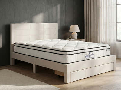 Hernan Bed Frame with Drawer & Boucle22 Mattress - Queen