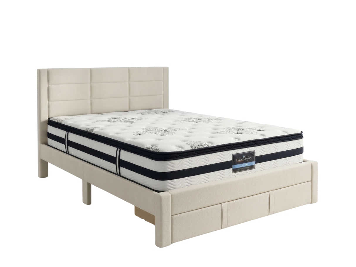 Hernan Bed Frame with Drawer & K34 Mattress - Queen