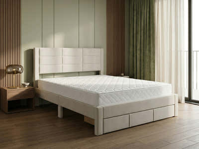 Hernan Bed Frame with Drawer & Bon15 Mattress - Queen