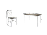 Ajax 5-Piece Dining Set - White & Teak