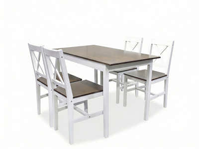 Ajax 5-Piece Dining Set - White & Teak