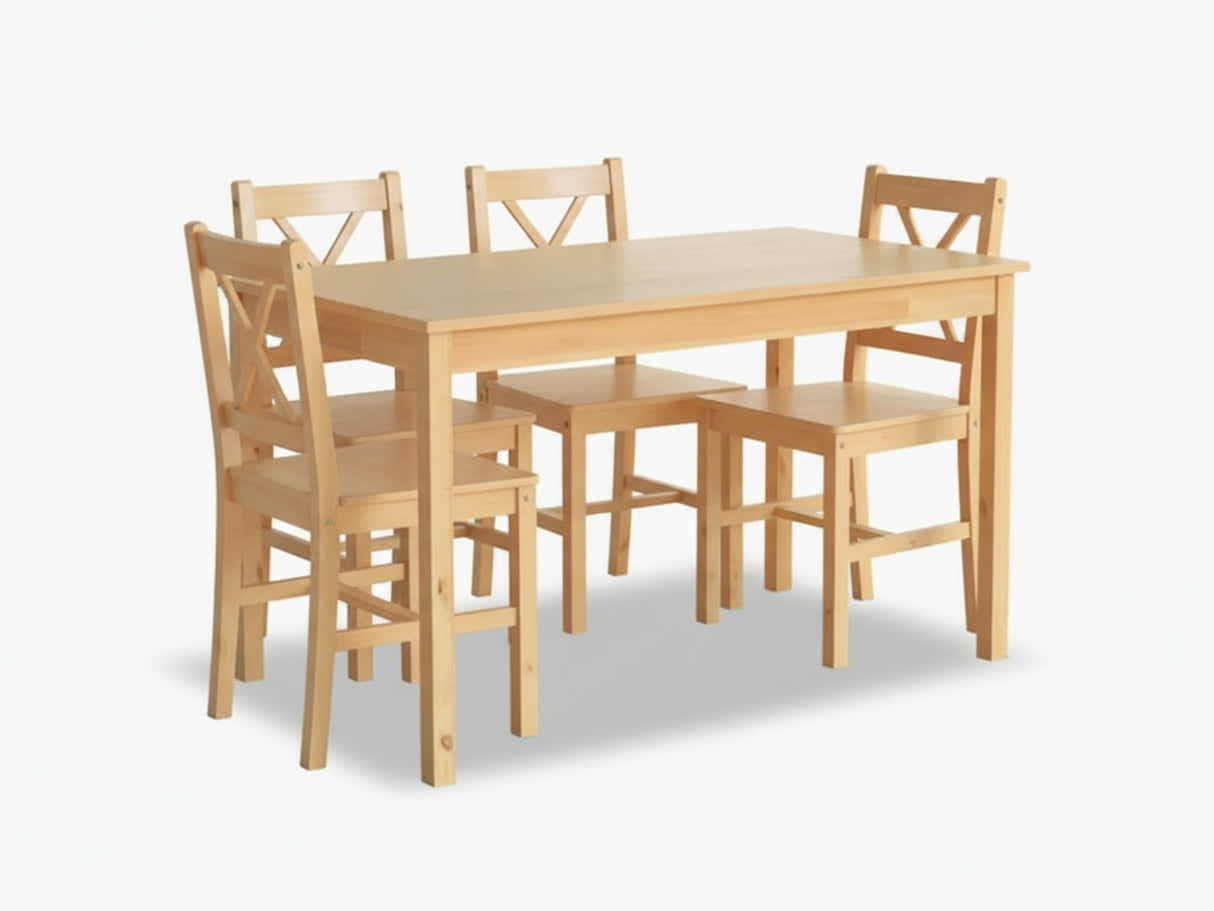 Ajax 5-Piece Dining Set - Natural Wood