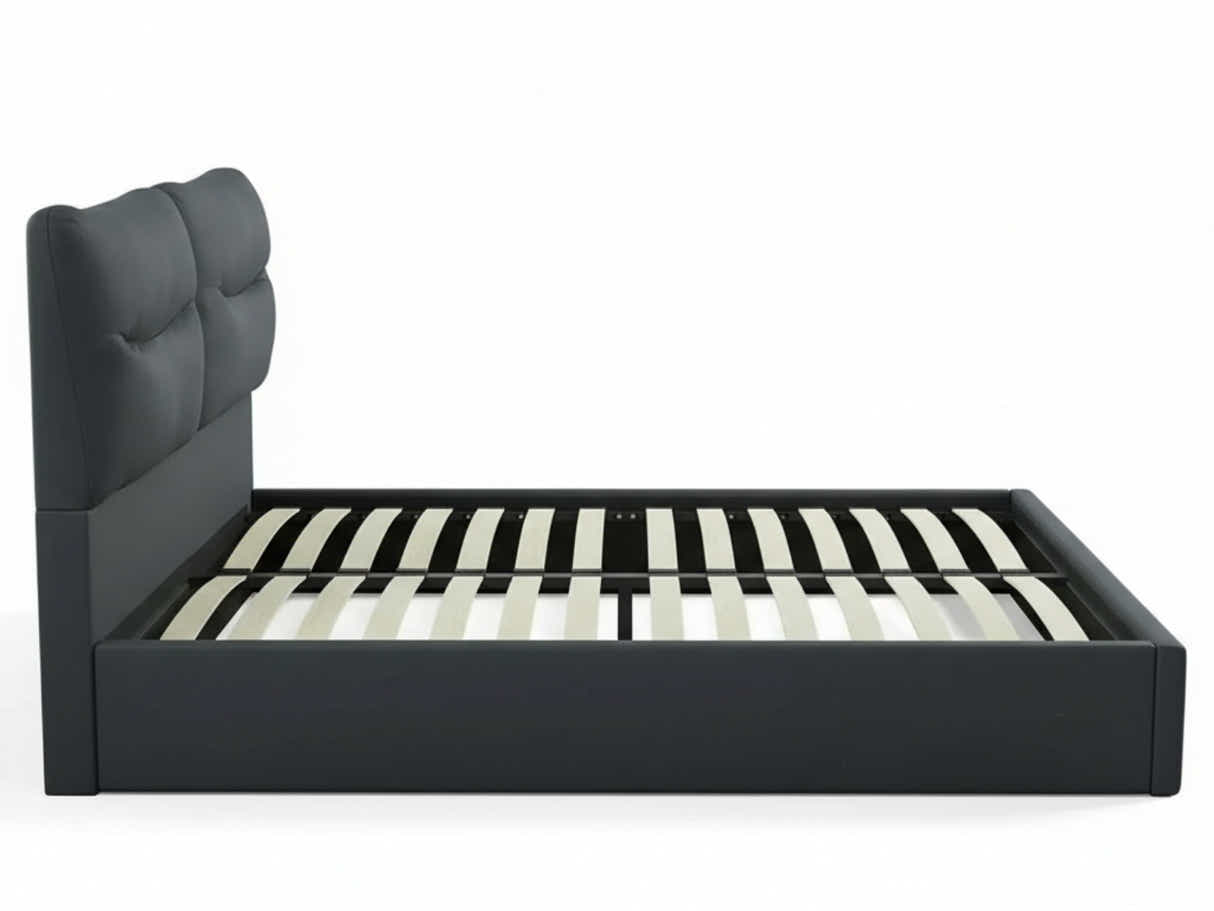 Greta PU Bed Frame Dark Grey - Queen