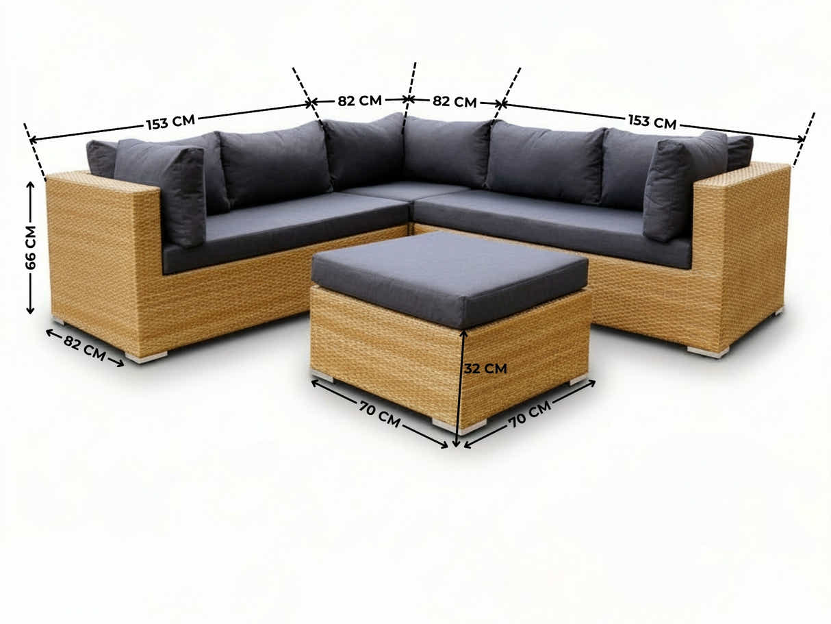 Rimini 4-Piece Lounge Set - Sand + Grey