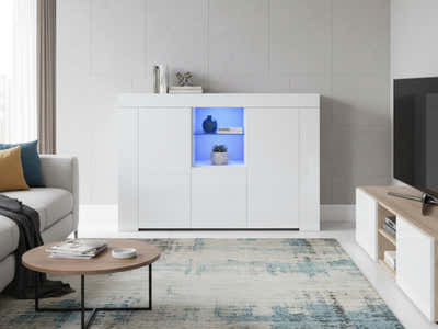 Anshos Storage Cabinet with LED Light - White