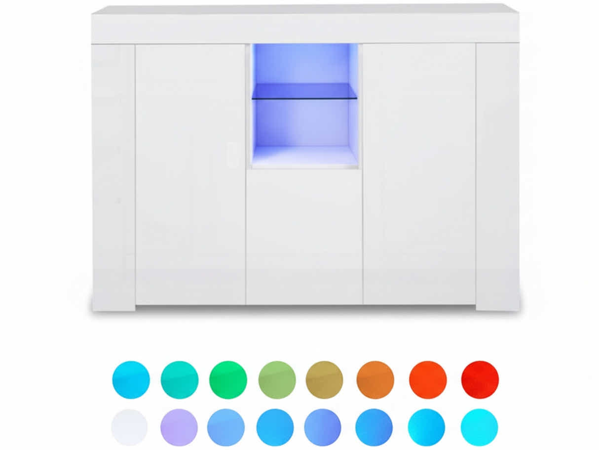Anshos Storage Cabinet with LED Light - White