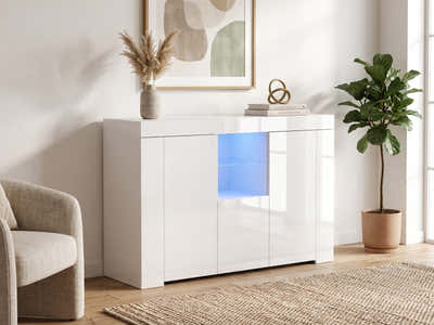 Anshos Storage Cabinet with LED Light - White