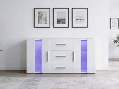 Anshos White Sideboard with LED Light - 135 cm