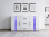 Anshos White Sideboard with LED Light - 135 cm