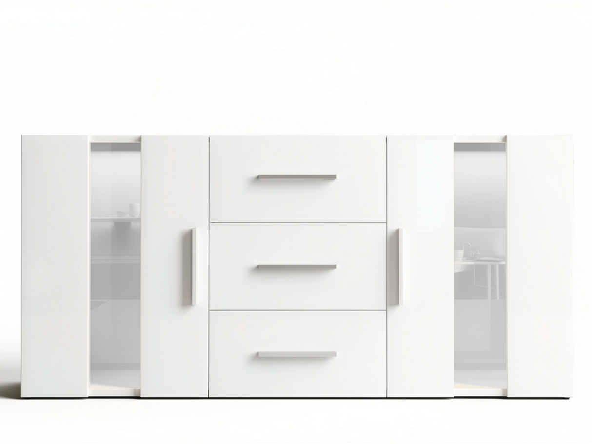 Anshos White Sideboard with LED Light - 135 cm