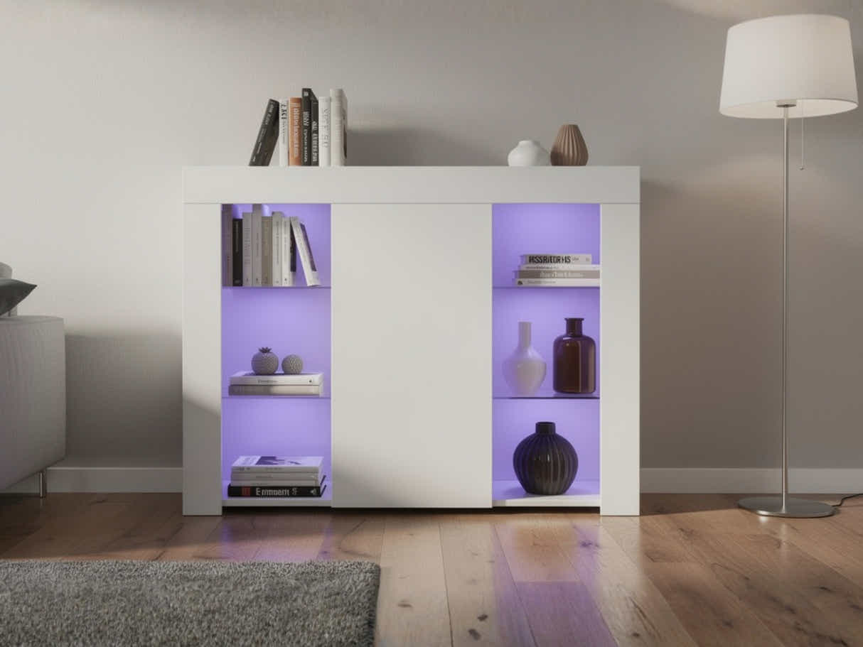 Anshos Side Cabinet with LED Light - White