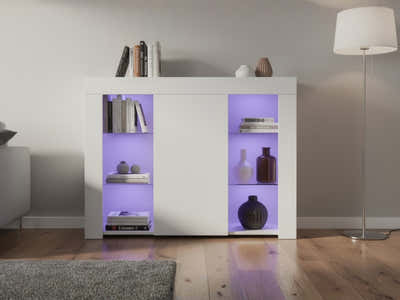 Anshos Side Cabinet with LED Light - White