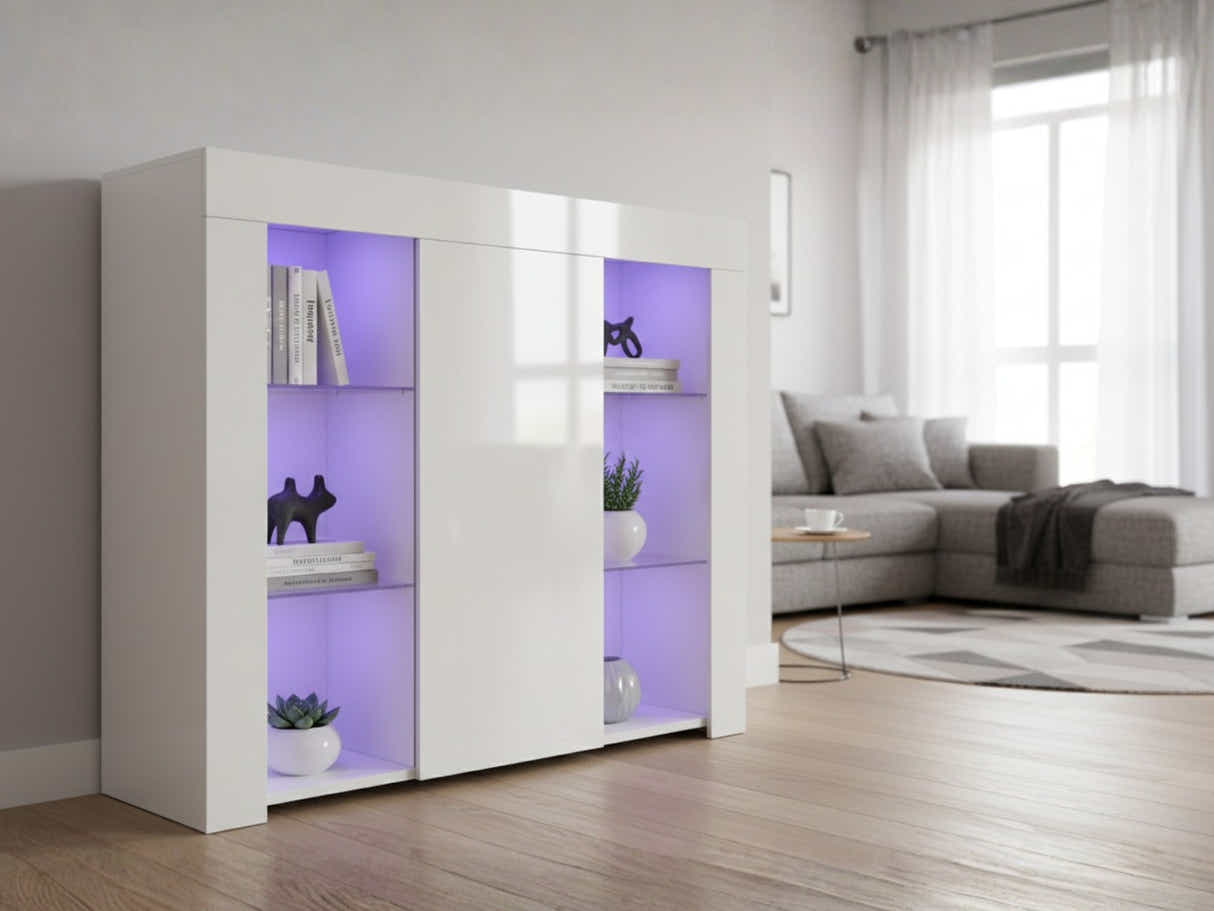 Anshos Side Cabinet with LED Light - White