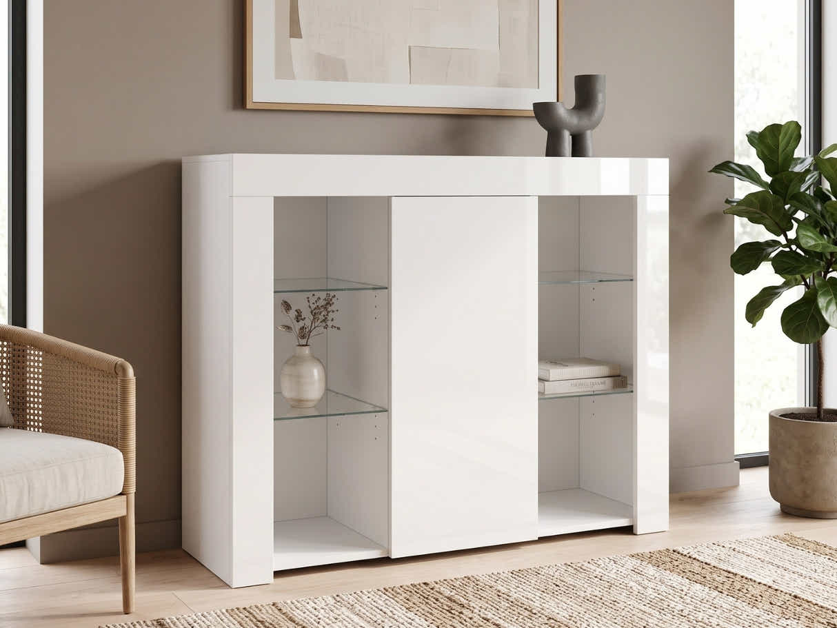 Anshos Side Cabinet with LED Light - White