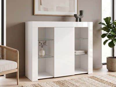 Anshos Side Cabinet with LED Light - White