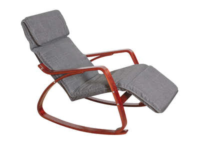 Bentwood Grey Rocking Armchair with Footrest - Walnut Frame