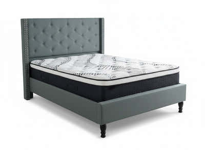 New Lisbeth Bed Frame Blue & Euro Top Mattress J32 - Double