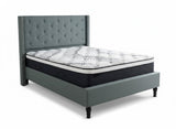 New Lisbeth Bed Frame Blue & Euro Top Mattress J32 - Double