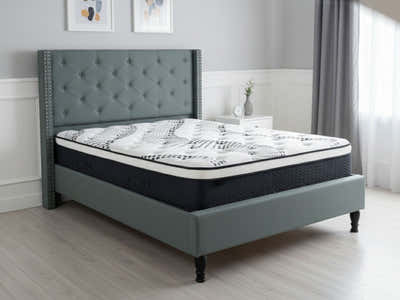 New Lisbeth Bed Frame Blue & Euro Top Mattress J32 - Double