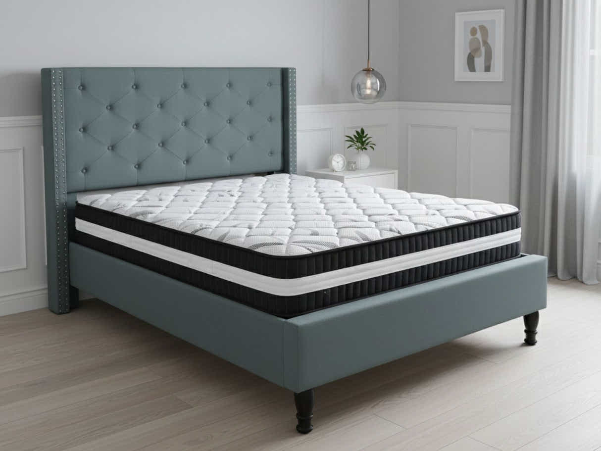 New Lisbeth Bed Frame Blue &  L30 Mattress - Double