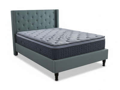 New Lisbeth Bed Frame Blue & Euro Top Mattress B34 - Double