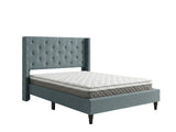 New Lisbeth Bed Frame Blue & MEM23 Mattress - Double