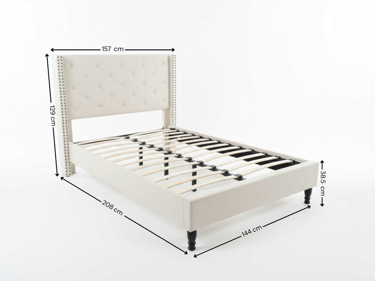 New Lisbeth Bed Frame Beige - Double