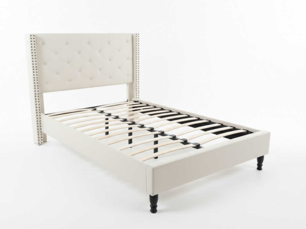 New Lisbeth Bed Frame Beige - Double