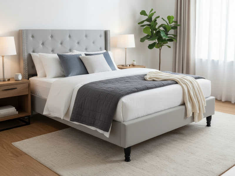 New Lisbeth Bed Frame Grey & G31 Mattress - Double