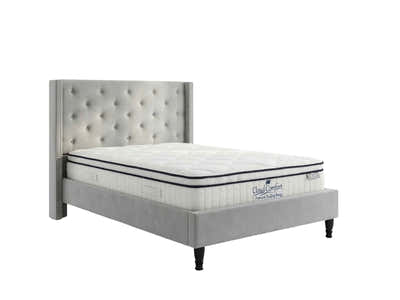 New Lisbeth Bed Frame Grey & Boucle22 Mattress - Double