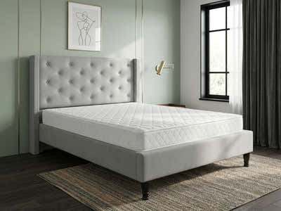 New Lisbeth Bed Frame Grey & Bon15 Mattress - Double