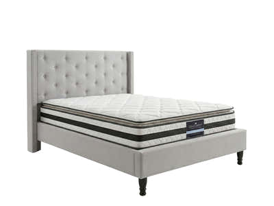 New Lisbeth Bed Frame Grey & Bon21 Mattress - Double