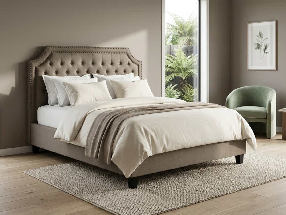Calwa Linen Headboard Brown - Double