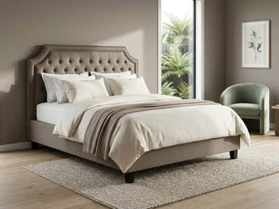 Calwa Linen Headboard Brown - Double
