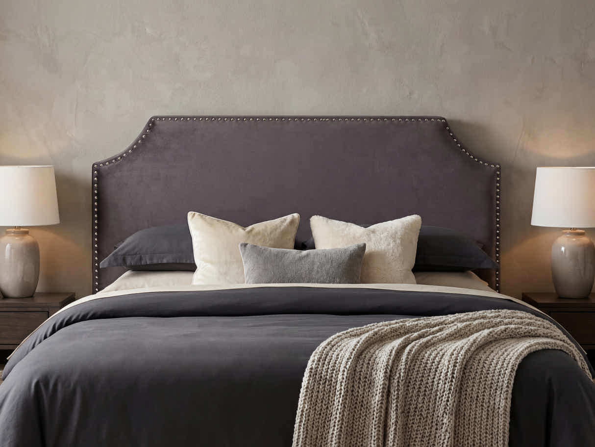 Malvern Velvet Headboard Dark Grey - Double