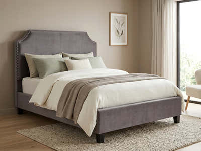Malvern Velvet Headboard Dark Grey - Double