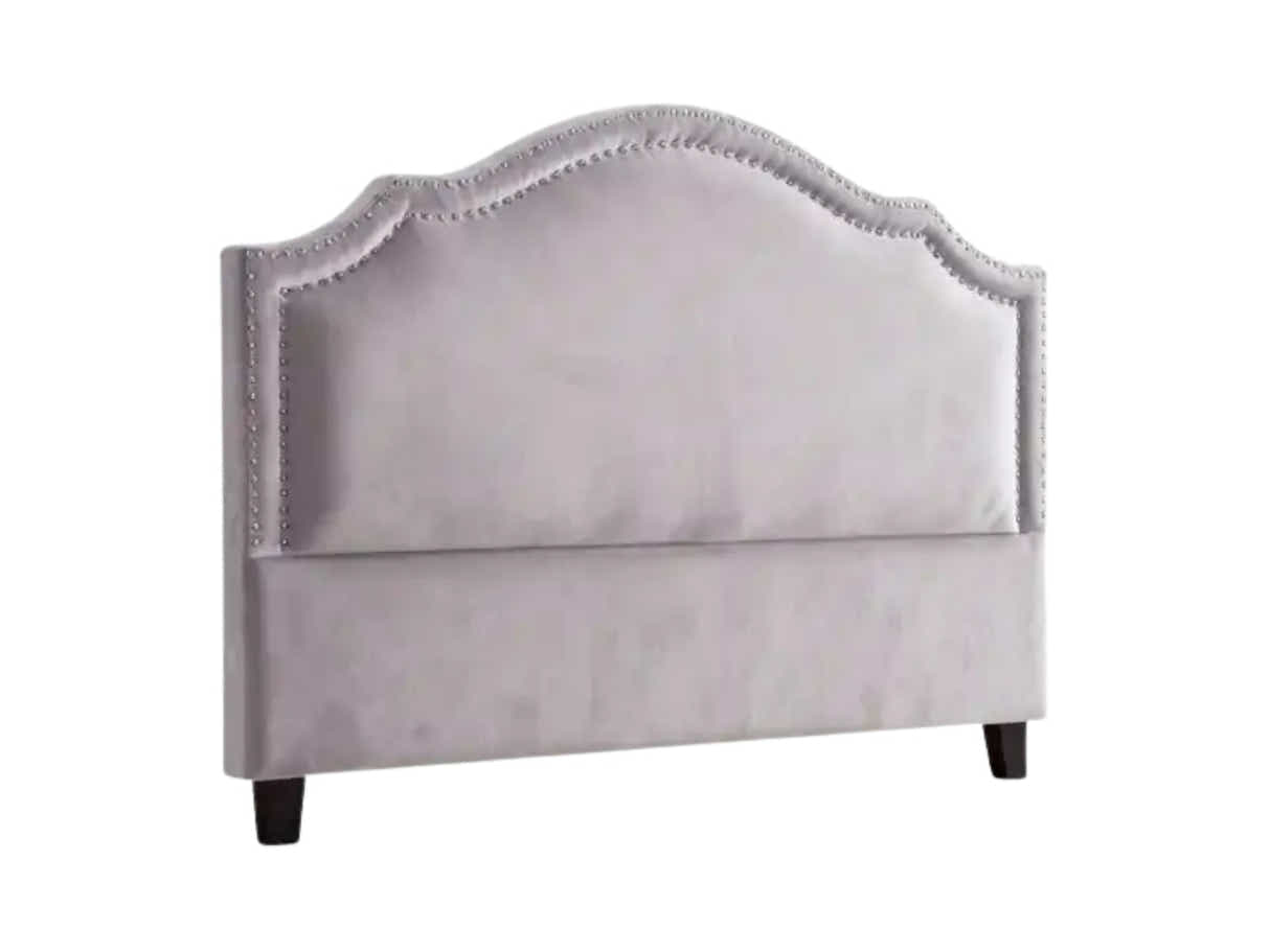 Lavaca Velvet Headboard Light Grey - Double