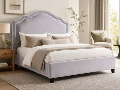 Lavaca Velvet Headboard Light Grey - Double