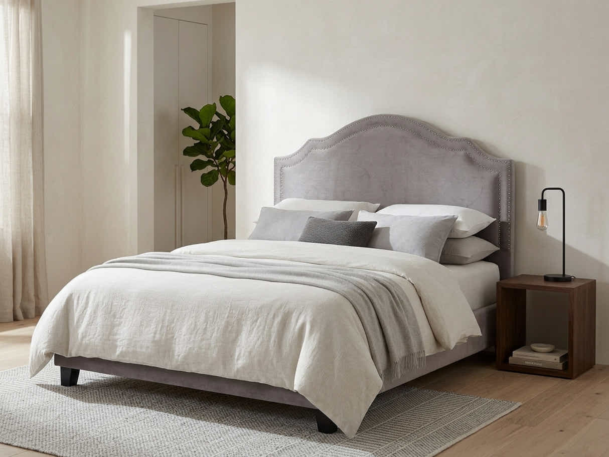 Lavaca Velvet Headboard Light Grey - Queen