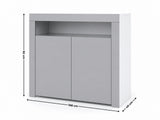 Anshos Buffet with LED Light White & Grey - 108 cm
