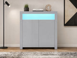 Anshos Buffet with LED Light White & Grey - 108 cm