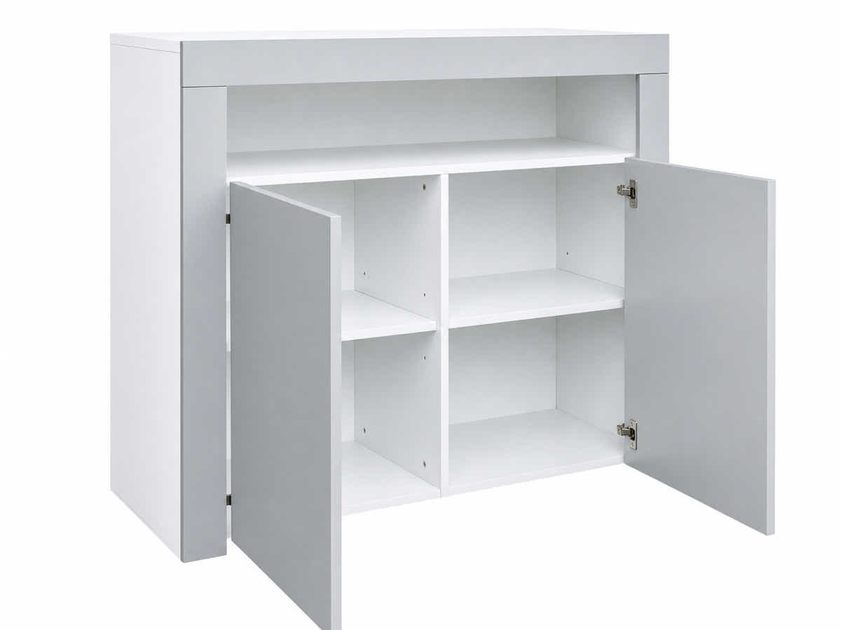 Anshos Buffet with LED Light White & Grey - 108 cm