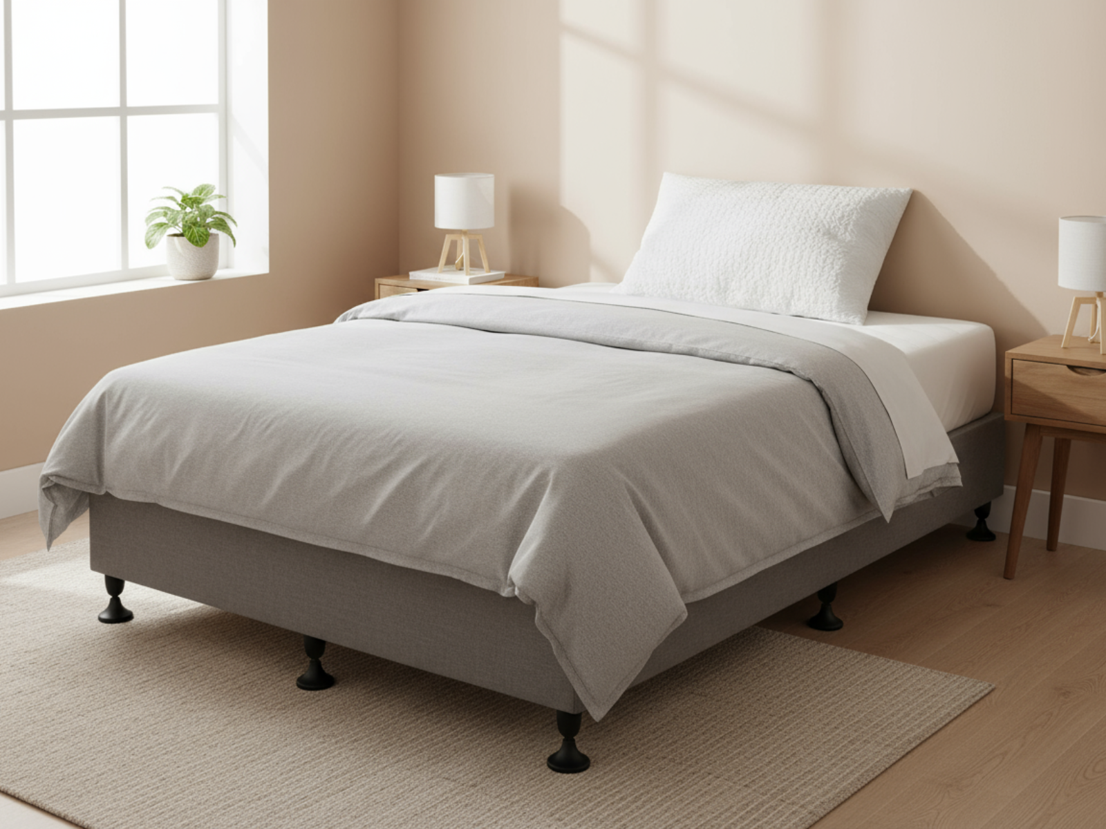Single Base Enkel Single Bed Base | Wooden Slats & Linen Cover | TSB Living NZ