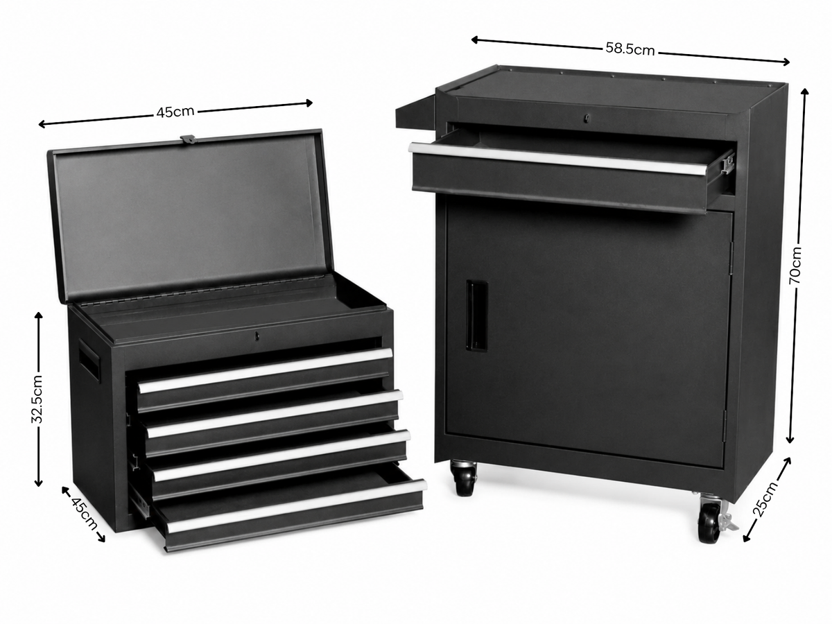 4-Drawer & 1-Drawer Tool Cabinet Combo - Black