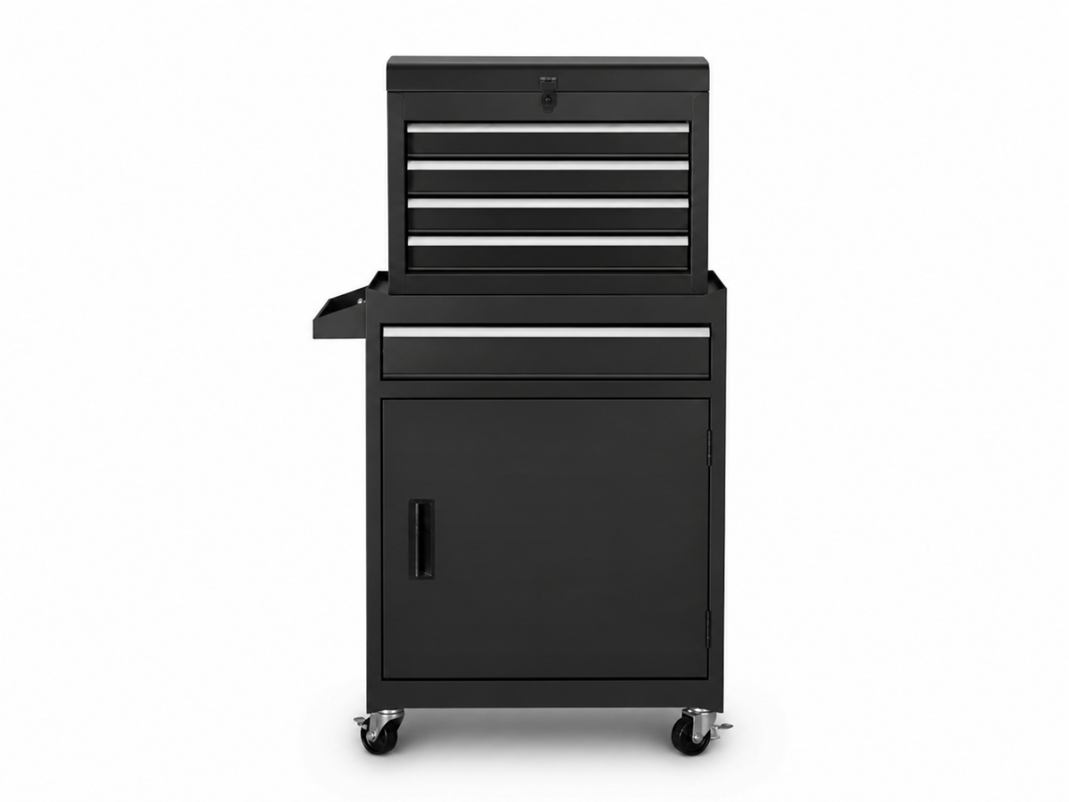 4-Drawer & 1-Drawer Tool Cabinet Combo - Black