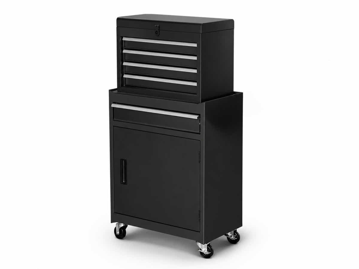 4-Drawer & 1-Drawer Tool Cabinet Combo - Black