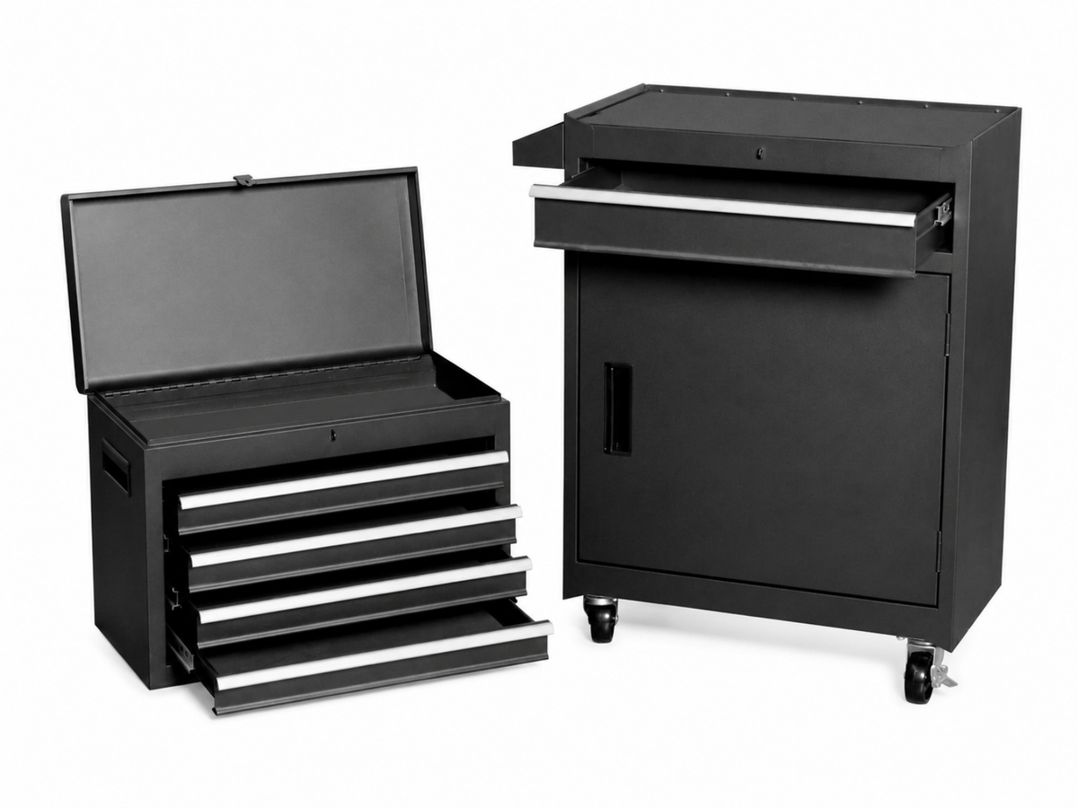 4-Drawer & 1-Drawer Tool Cabinet Combo - Black