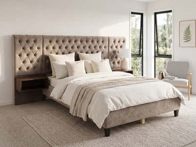 Amara Velvet Bed Frame with Bedside Tables - Double