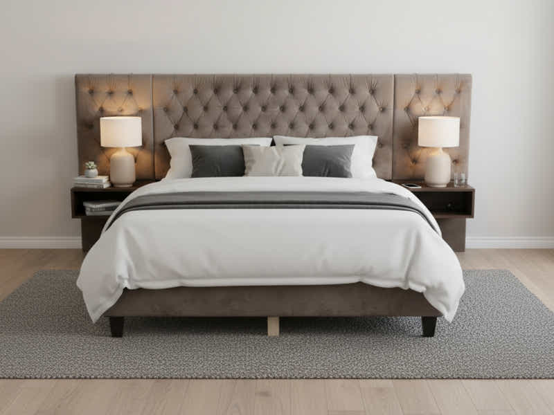 Amara Velvet Bed Frame with Bedside Tables - Double