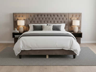 Amara Velvet Bed Frame with Bedside Tables - Double